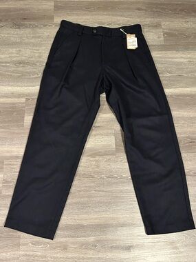 A.P.C. Renato Pants Mens 52 Navy Wool Flannel Pleated Dress Trousers Pantalon